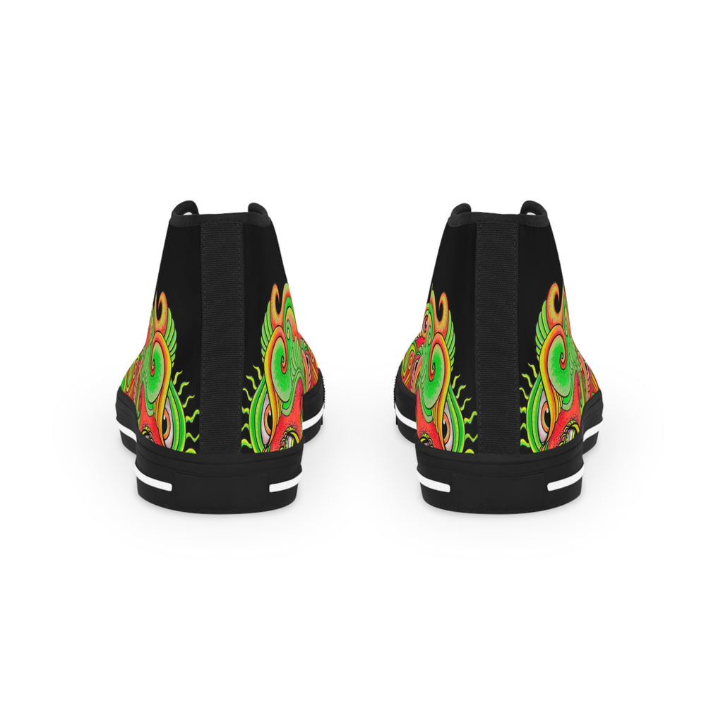 High Top Sneakers — Neon Psychedelic Wave Pattern #r76549976