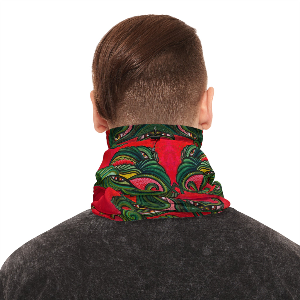 Winter Neck Gaiter — Festive Red Green Kaleidoscope Face Mask #as249761