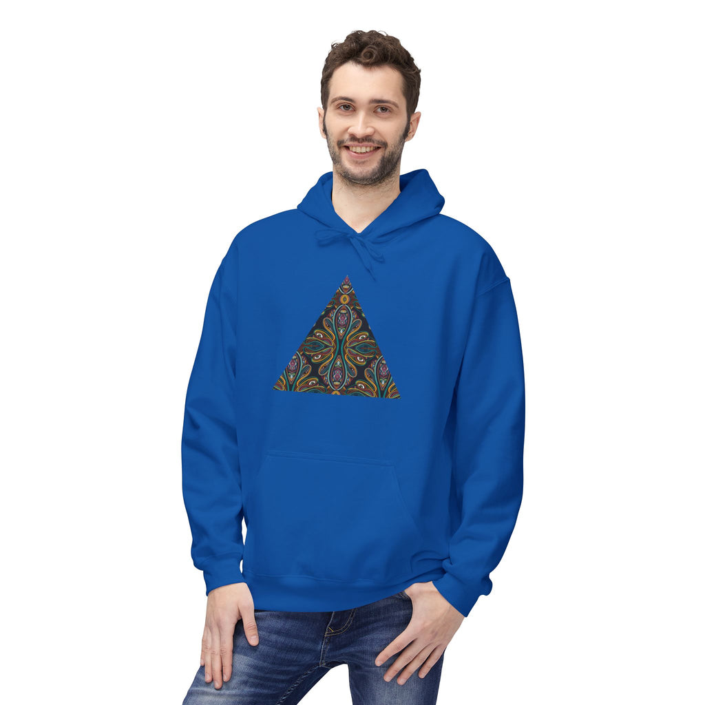 Geometric Mosaic Triangle Hoodie — Decorative Pattern Pullover #i865678