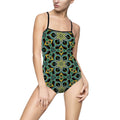Kaleidoscope Floral One-Piece Swimsuit — Green & Gold Patterned Bathing Suit #iyh8744226