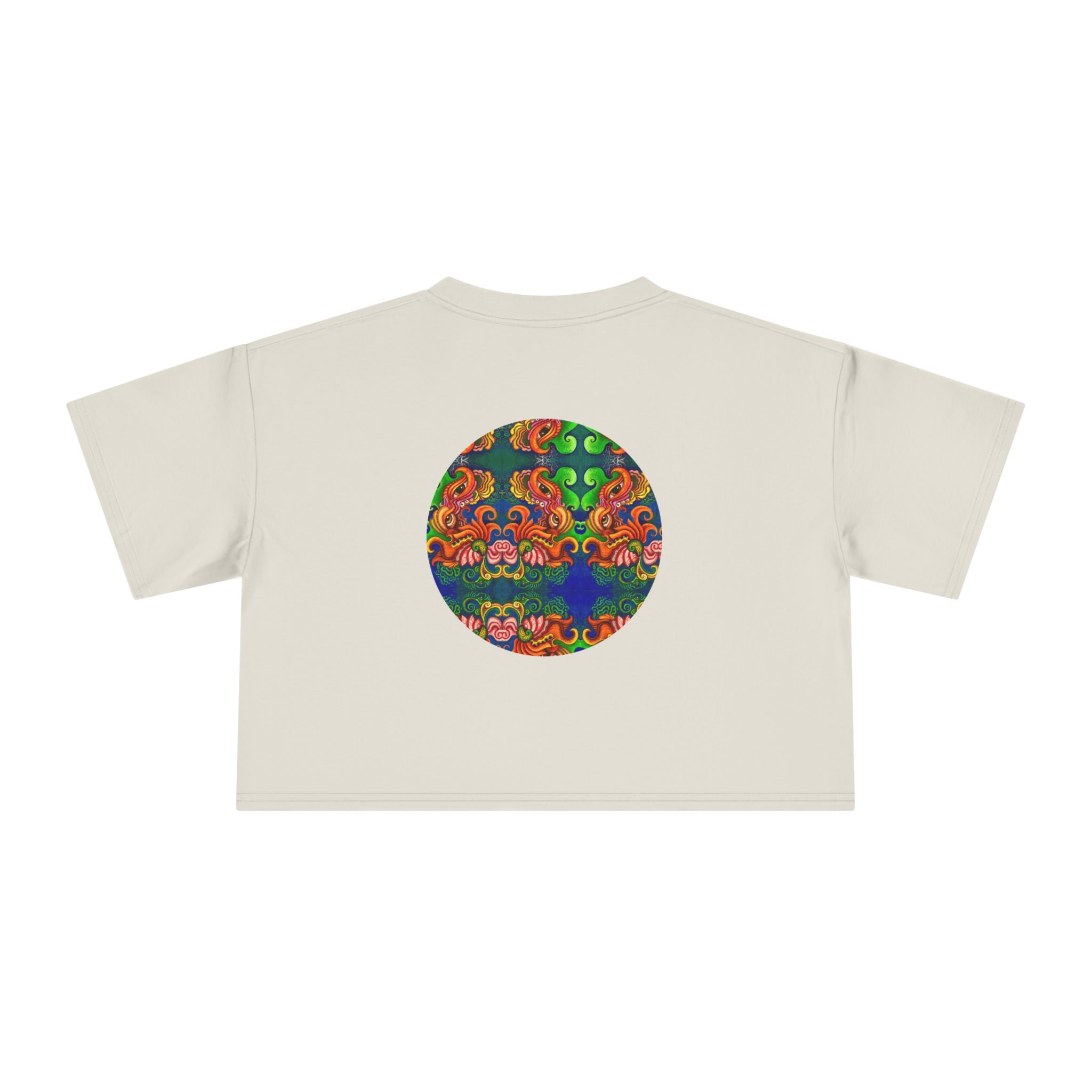 Psychedelic Keyhole Crop Tee — Colorful Abstract Floral Graphic Top #ctaf55