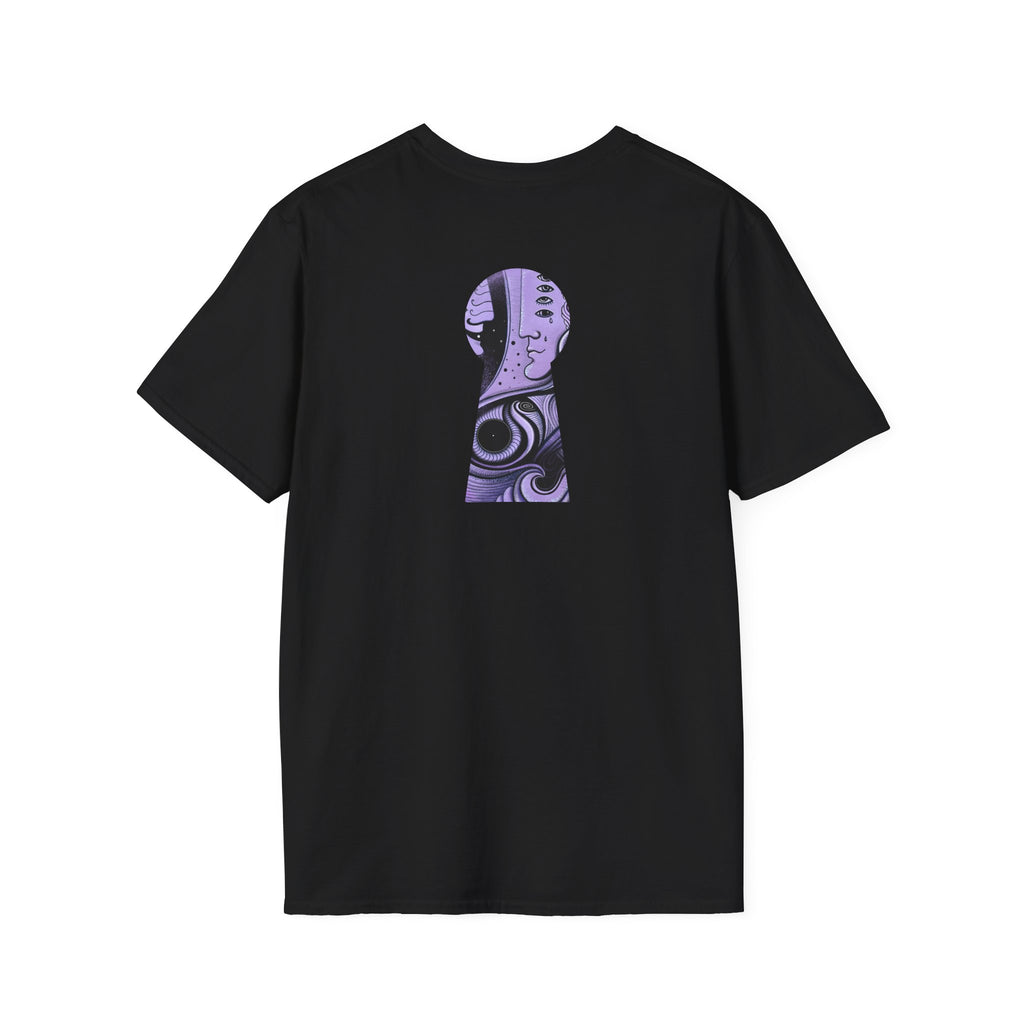 Abstract Purple Swirl Art T-Shirt | Psychedelic Keyhole Design