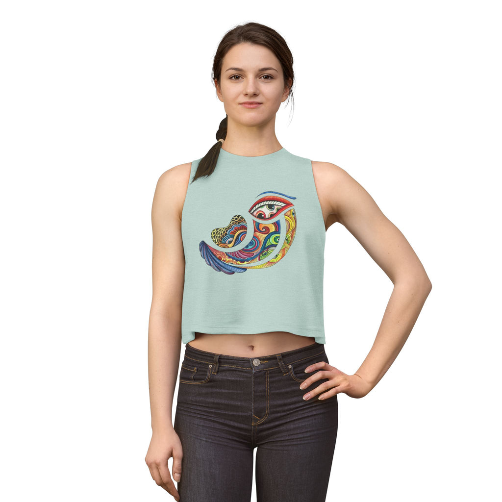 Crop Top — Colorful Psychedelic Bird Illustration Tank for Women #a364