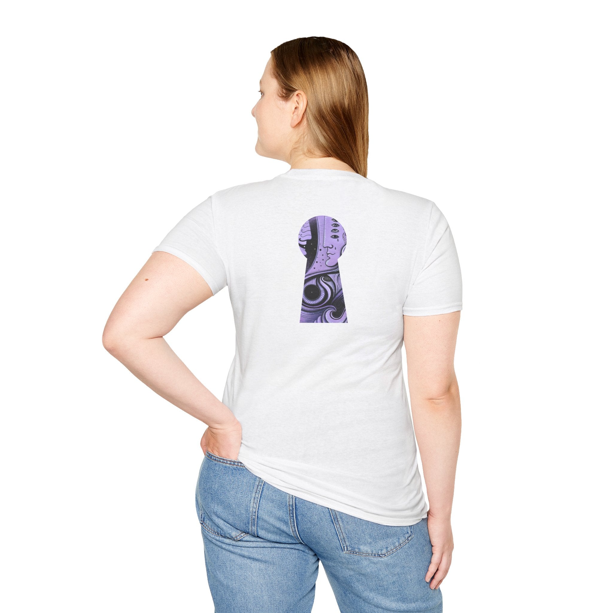 Abstract Purple Swirl Art T-Shirt | Psychedelic Keyhole Design