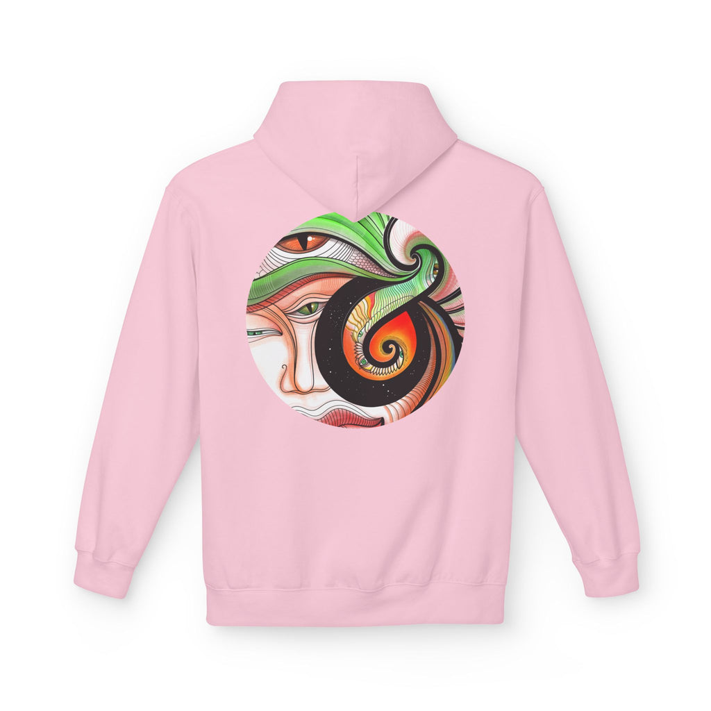 Abstract Swirl Face Hoodie | Artistic Geometric Portrait, White Pullover
