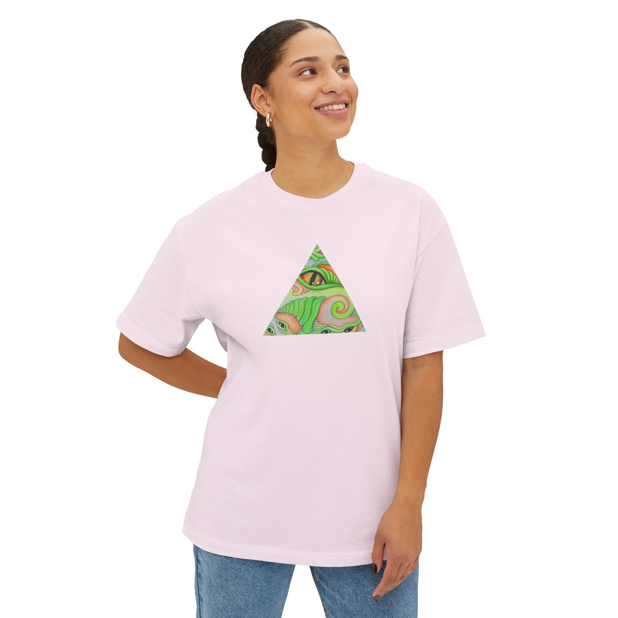 Psychedelic Triangle & Circle Graphic Tee — Retro Swirl Art T-Shirt #gr9523