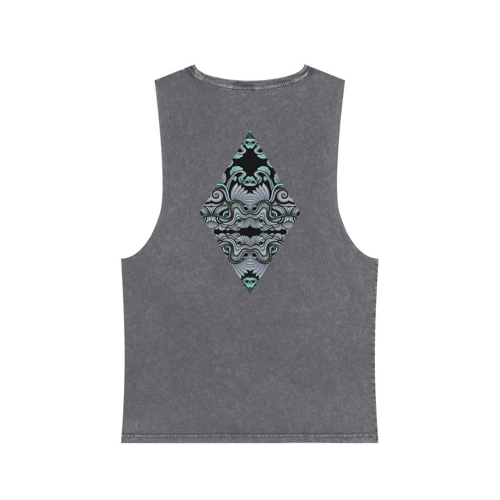 Stonewash Tank Top with Ornate Keyhole Design #sdxv24498