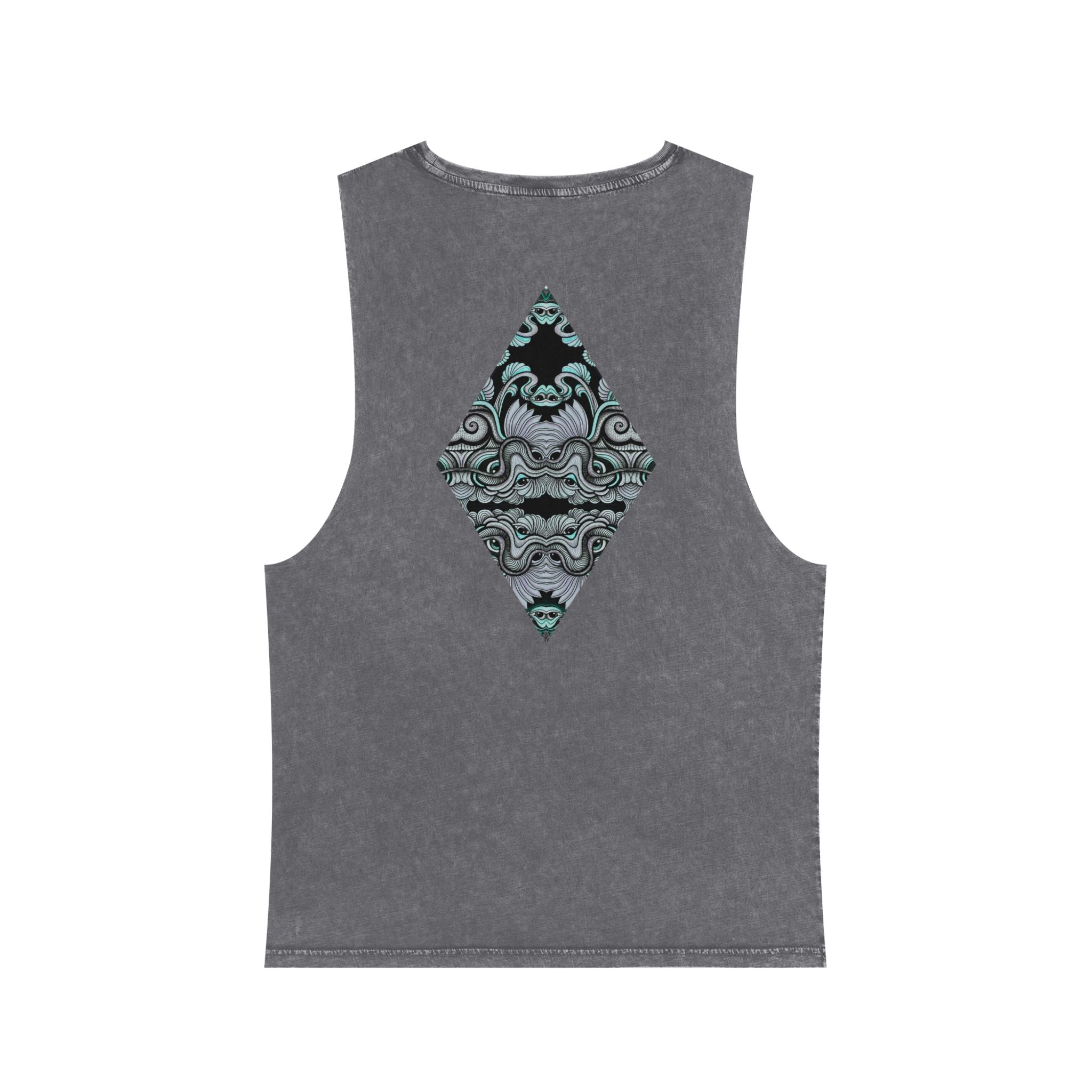 Stonewash Tank Top with Ornate Keyhole Design #sdxv24498