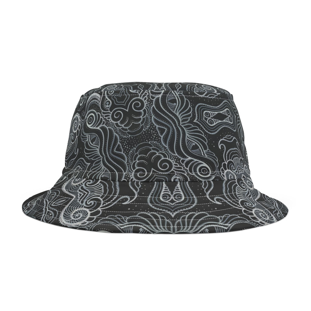Gray Tribal Swirl Bucket Hat — All-Over Print #bh9