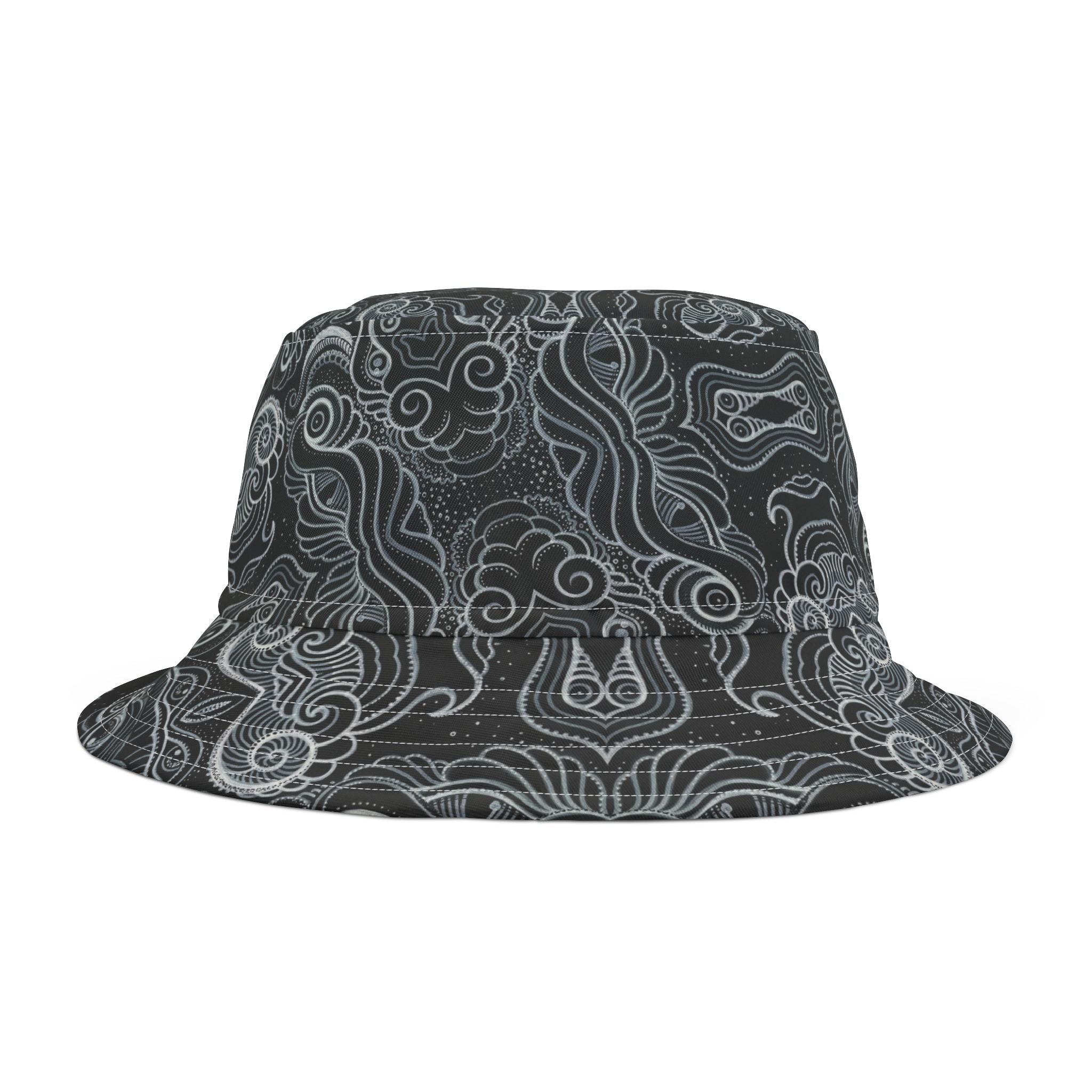 Gray Tribal Swirl Bucket Hat — All-Over Print #bh9
