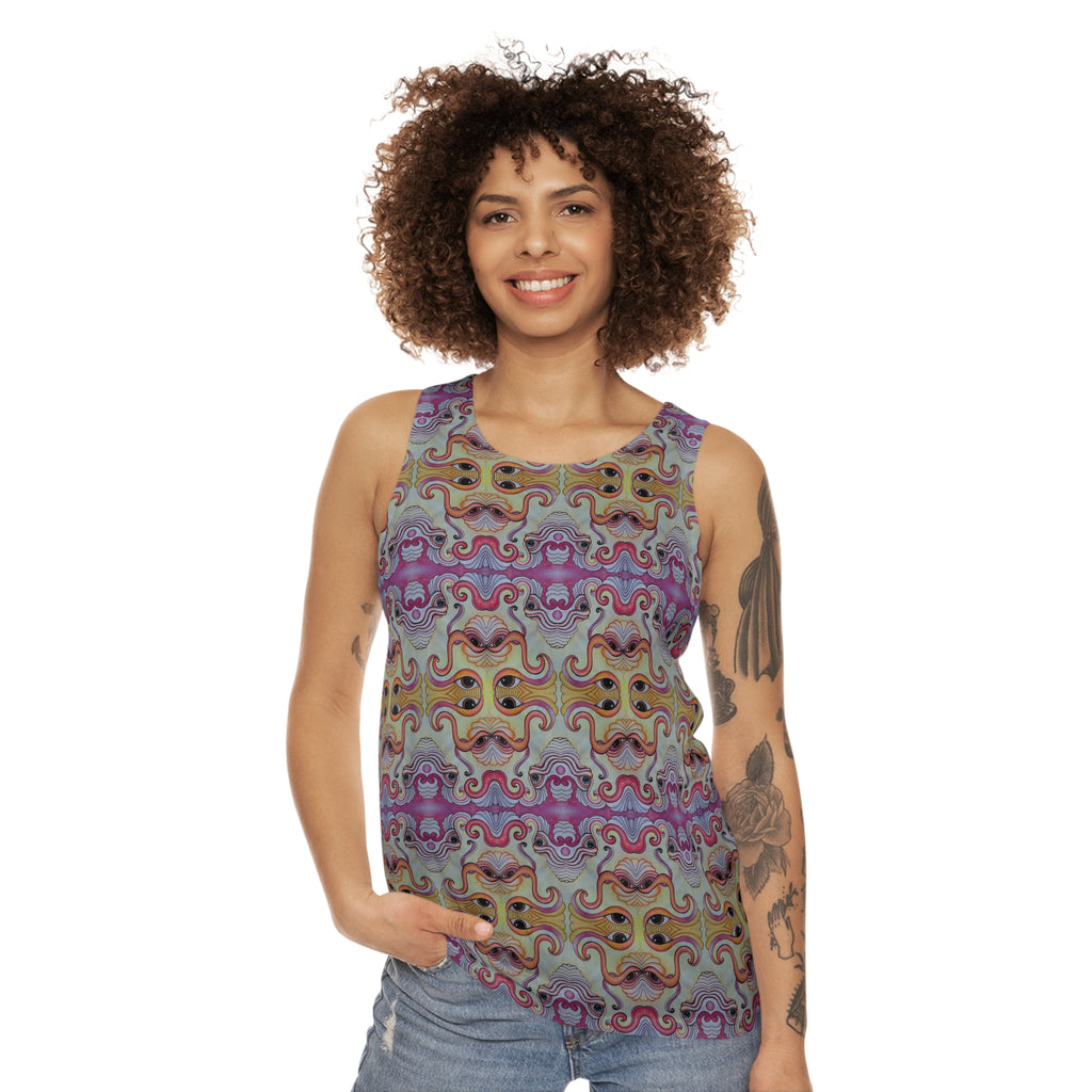 Psychedelic Mosaic Tank Top — Retro Rainbow Abstract Pattern #g97443