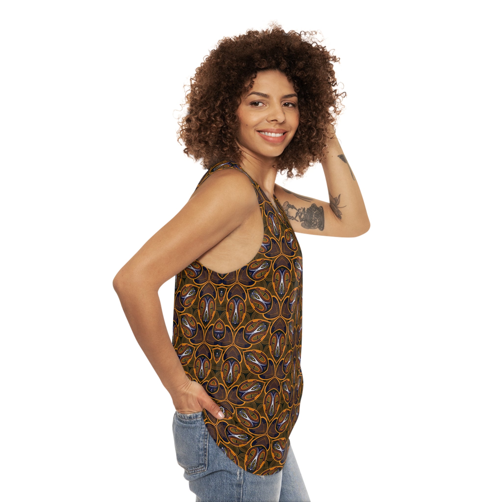 Bohemian Kaleidoscope All-Over-Print Tank Top — Earthy Floral Geometric Pattern #gd0087554