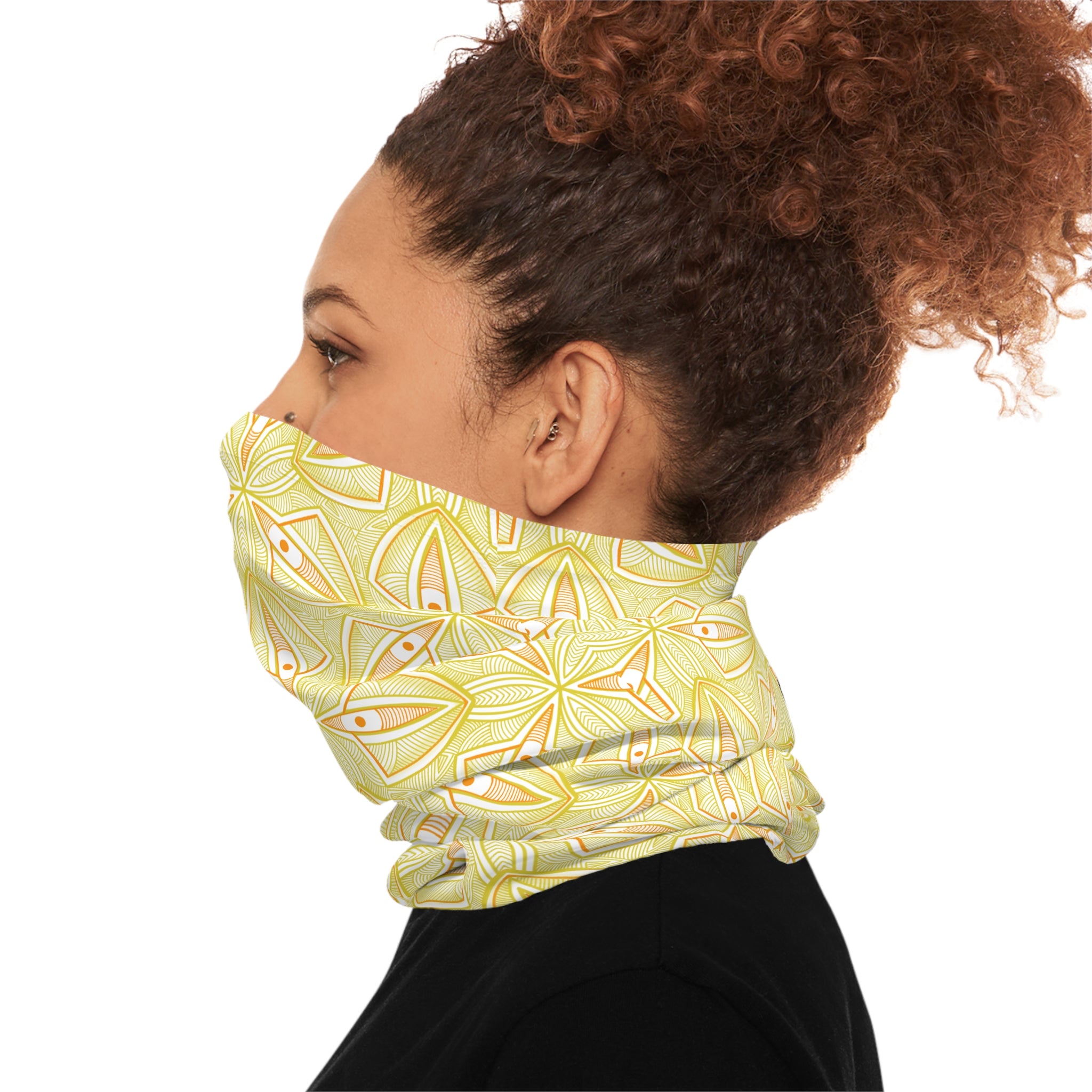Floral Sunburst Lightweight Neck Gaiter — Yellow Geometric Bandana Scarf #jh67