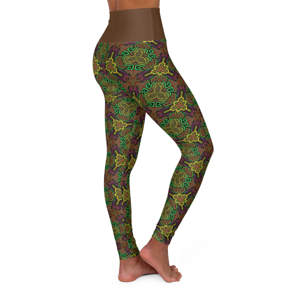 High-Waisted Floral Mosaic Yoga Leggings — Stretchy All-Over-Print Activewear #l4