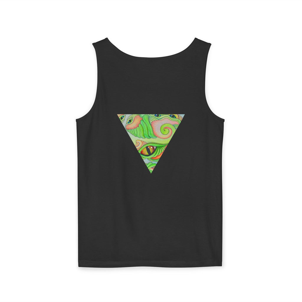 Psychedelic Triangle Tank Top — Green Swirl Eye Graphic #hg772225566