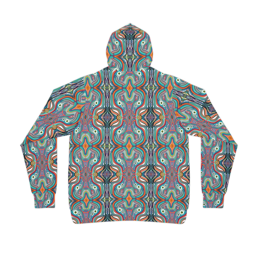 Psychedelic Pattern Athletic Hoodie — Colorful Symmetrical AOP Design #gf87654