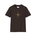 Geometric Tribal Eye Tee — Abstract Red & Green Triangle Graphic T-Shirt #sx432177