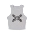 Ribbed Racer Tank — Black Ornate Damask Print #tb2