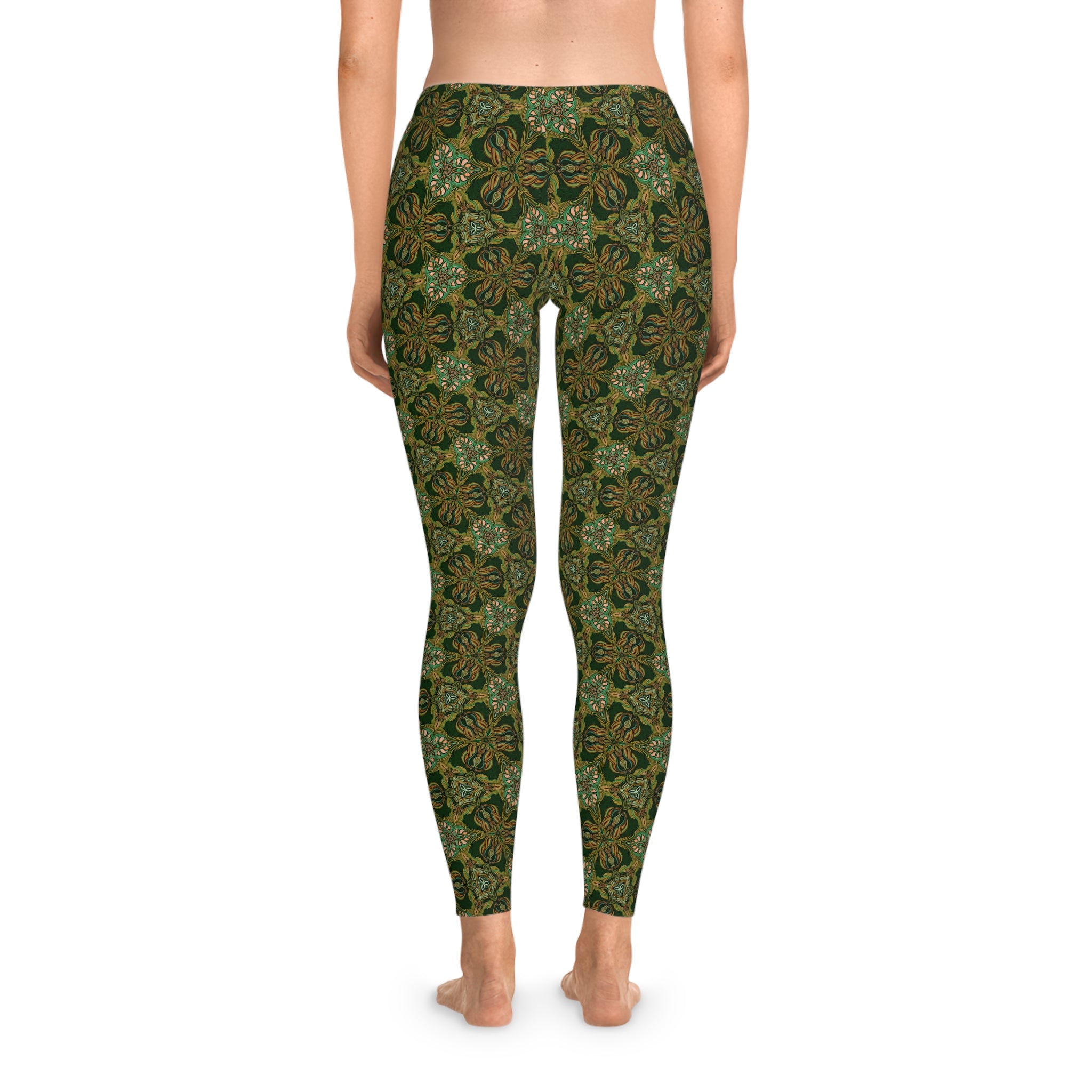 Green Mosaic Pattern Leggings — Geometric AOP Yoga Leggings #L1