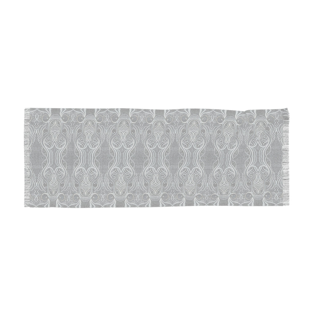 Light Scarf — Elegant Grey Geometric Patterned Scarf #h8643
