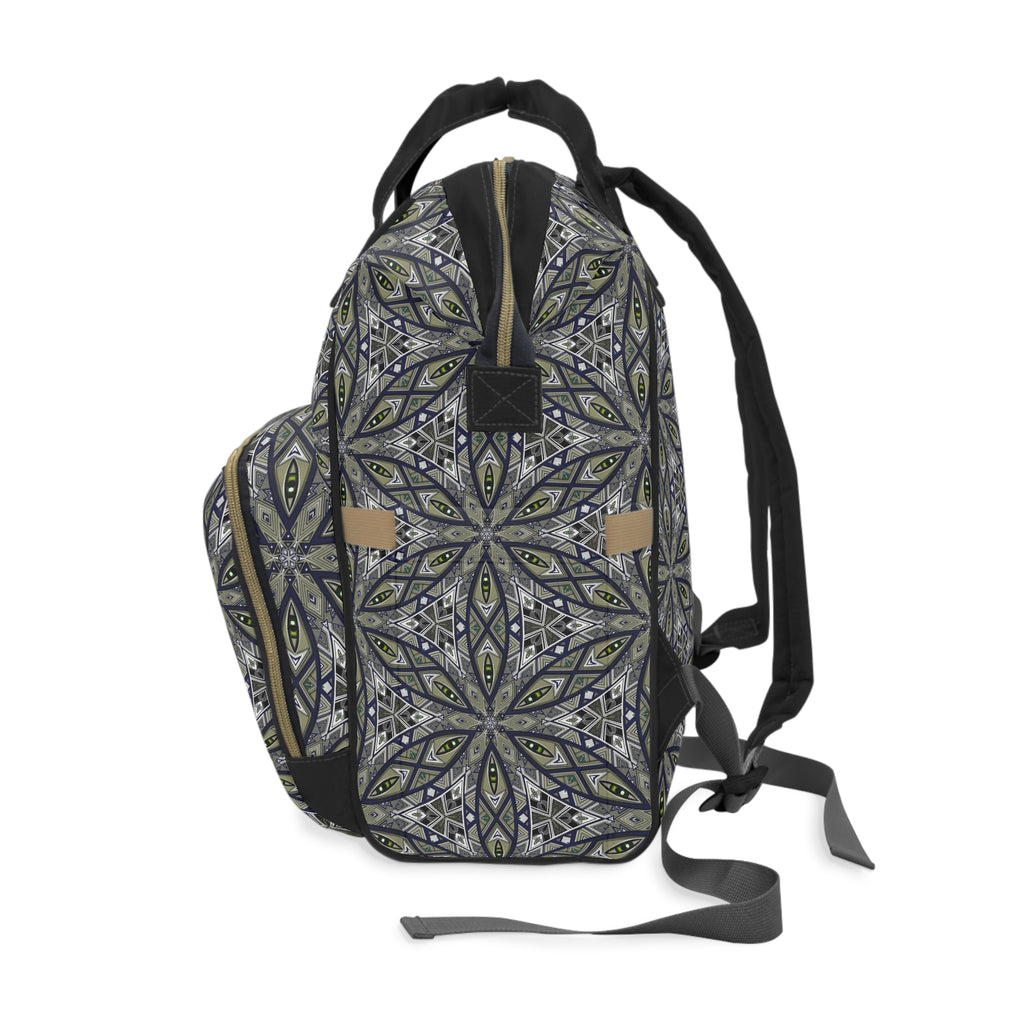 Diaper Backpack — Stylish Multifunctional Baby Bag with Geometric Mandala Print #jbd88240