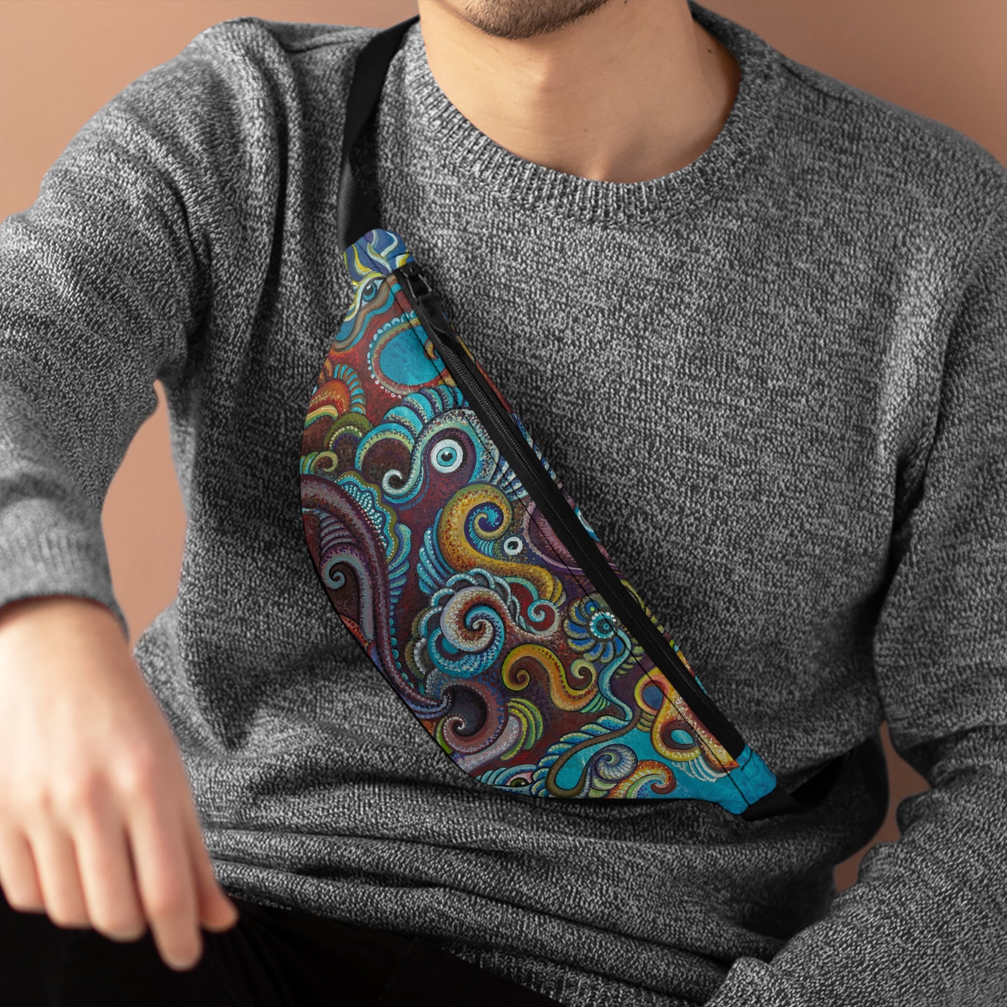Paisley Swirl Fanny Pack — Colorful Boho Festival Waist Bag.  #fb3