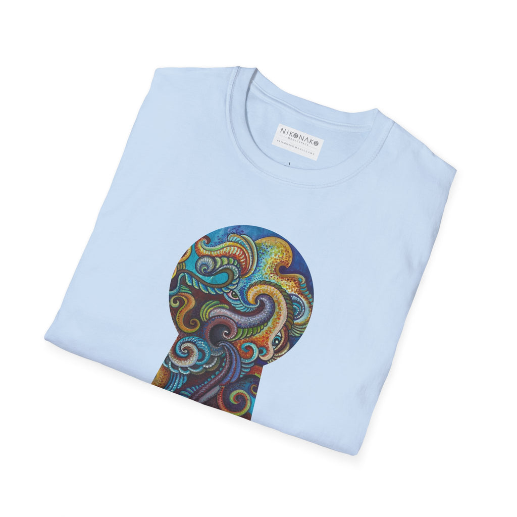 Psychedelic Keyhole T-Shirt — Colorful Swirl Art Tee #tsc8765