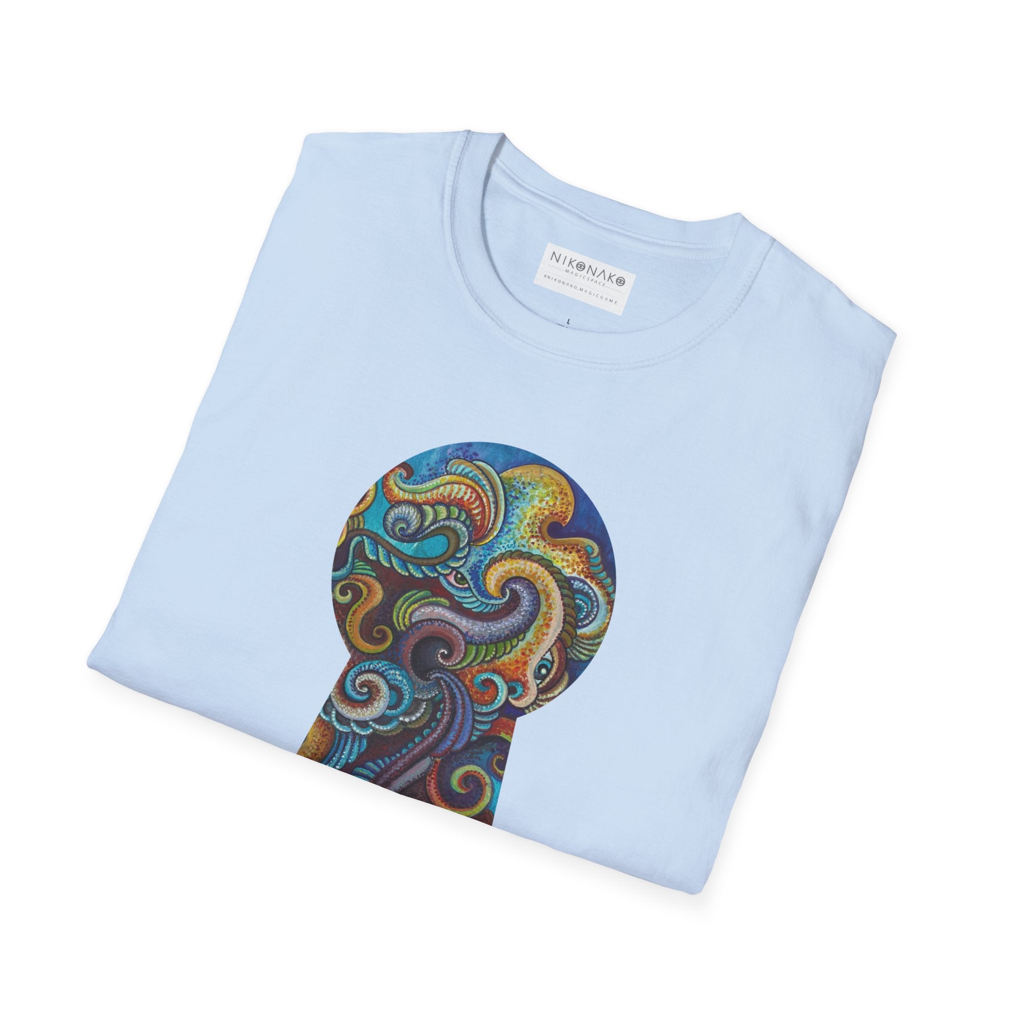 Psychedelic Keyhole T-Shirt — Colorful Swirl Art Tee #tsc8765