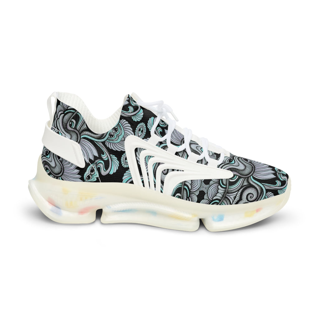Men's Mesh Sneakers — Abstract Swirl Pattern Athletic Shoes #jf9765