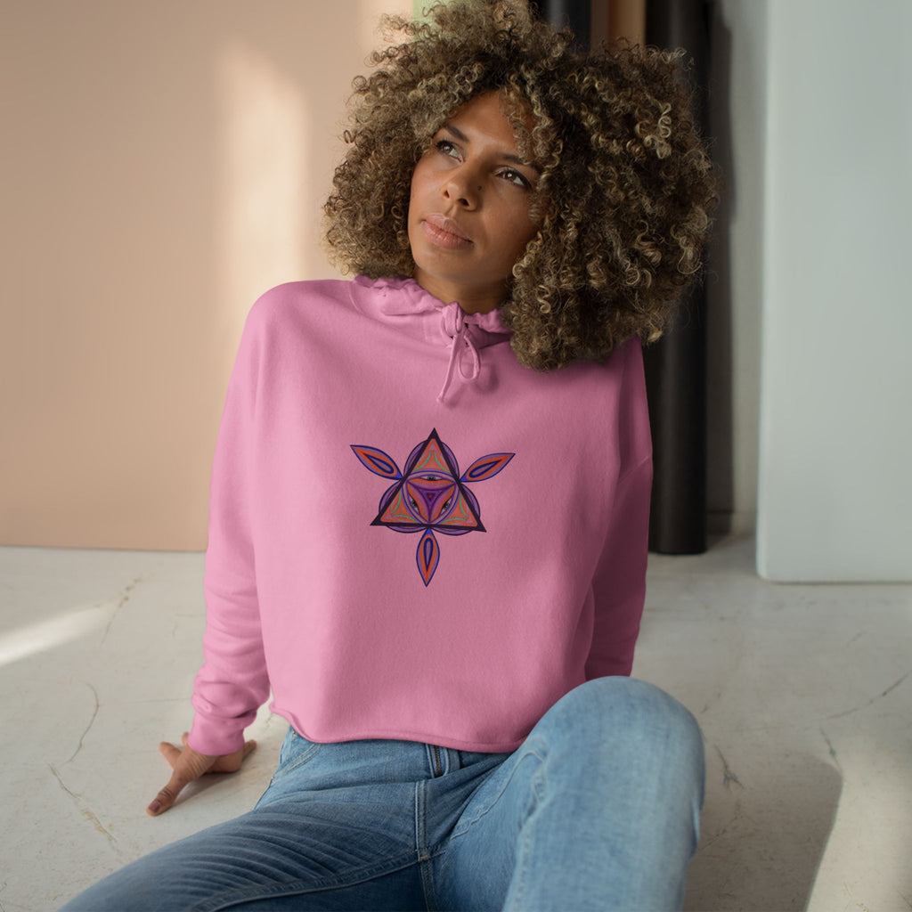 Boho Heart Mandala Crop Hoodie — Psychedelic Floral Tribal Graphic  #chpf3