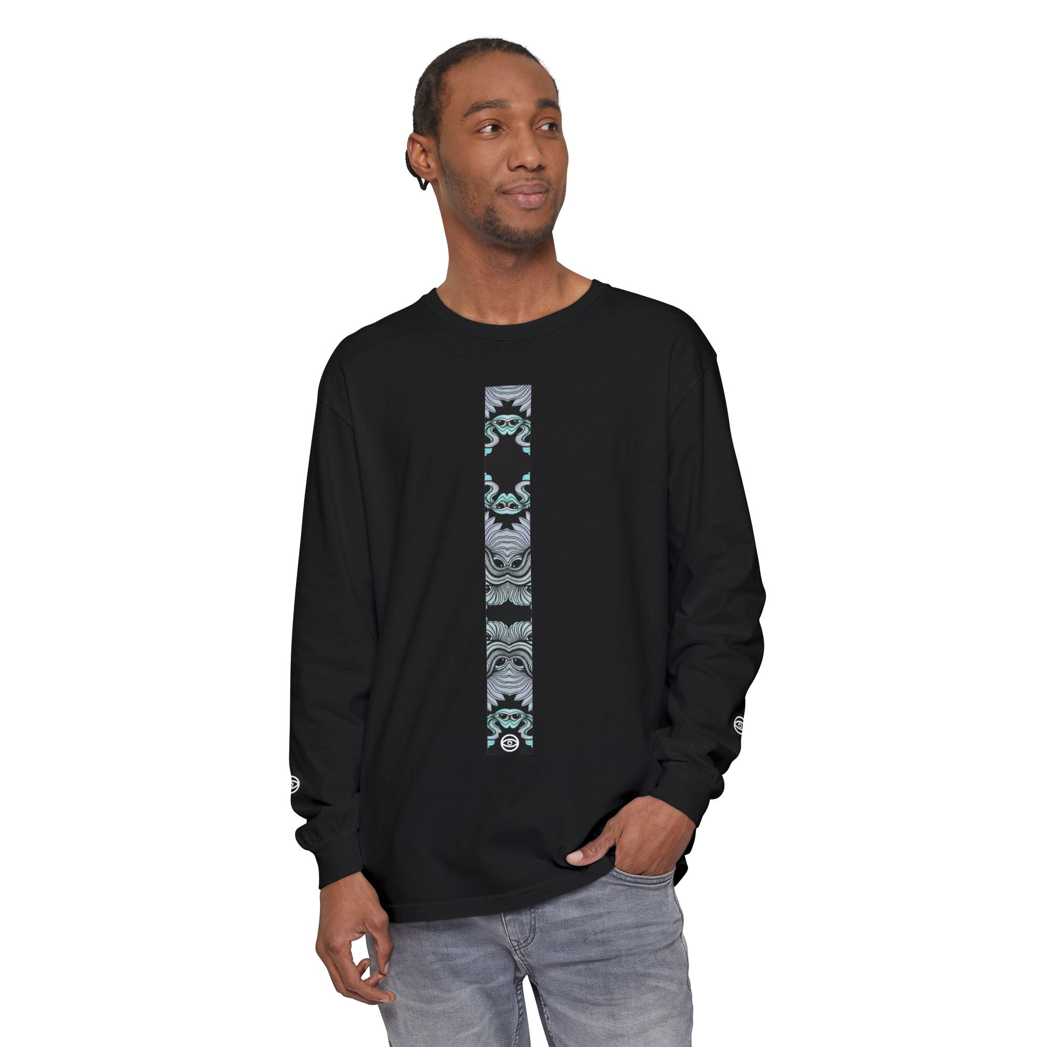 Men's/Women's Long Sleeve T-Shirt — Vertical Geometric Stripe Graphic #kjgd64258