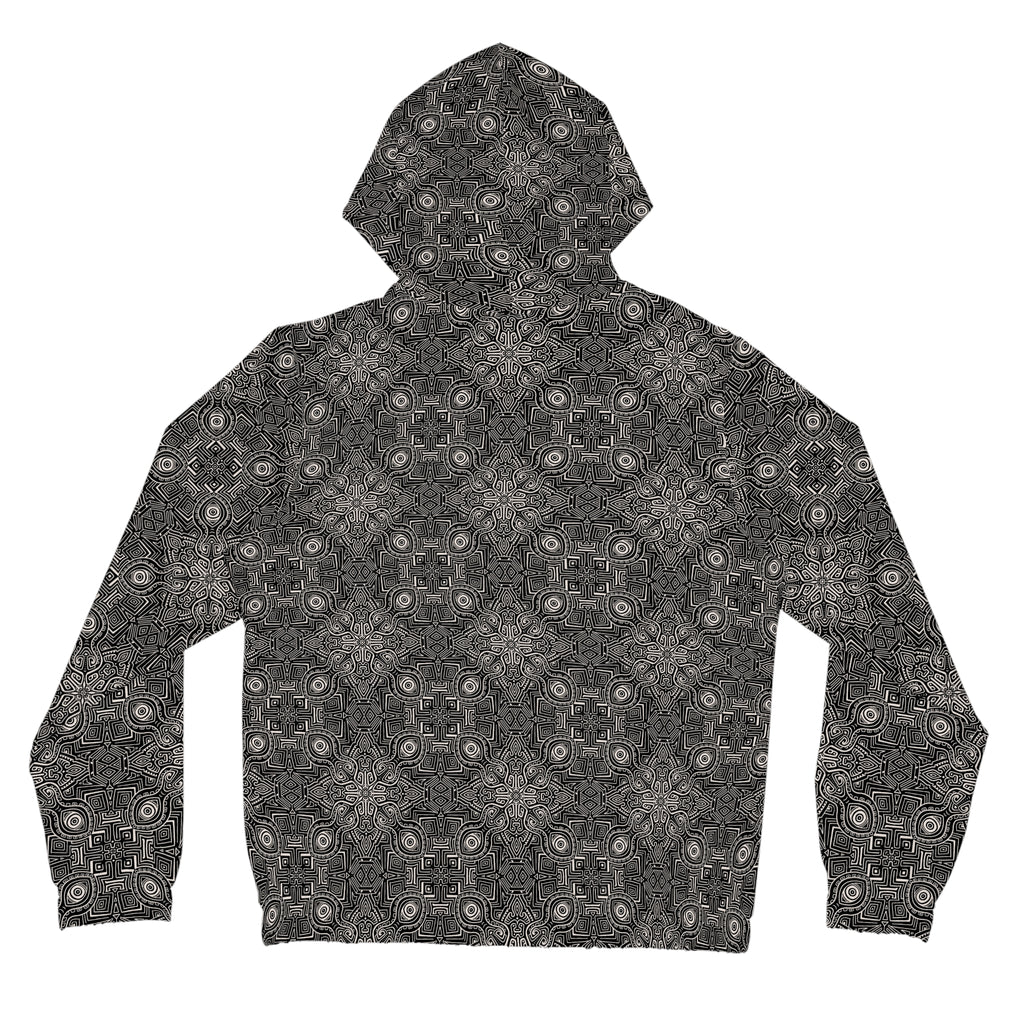 Patterned Women’s Zip Hoodie — Black Geometric All-Over Print #s2345522