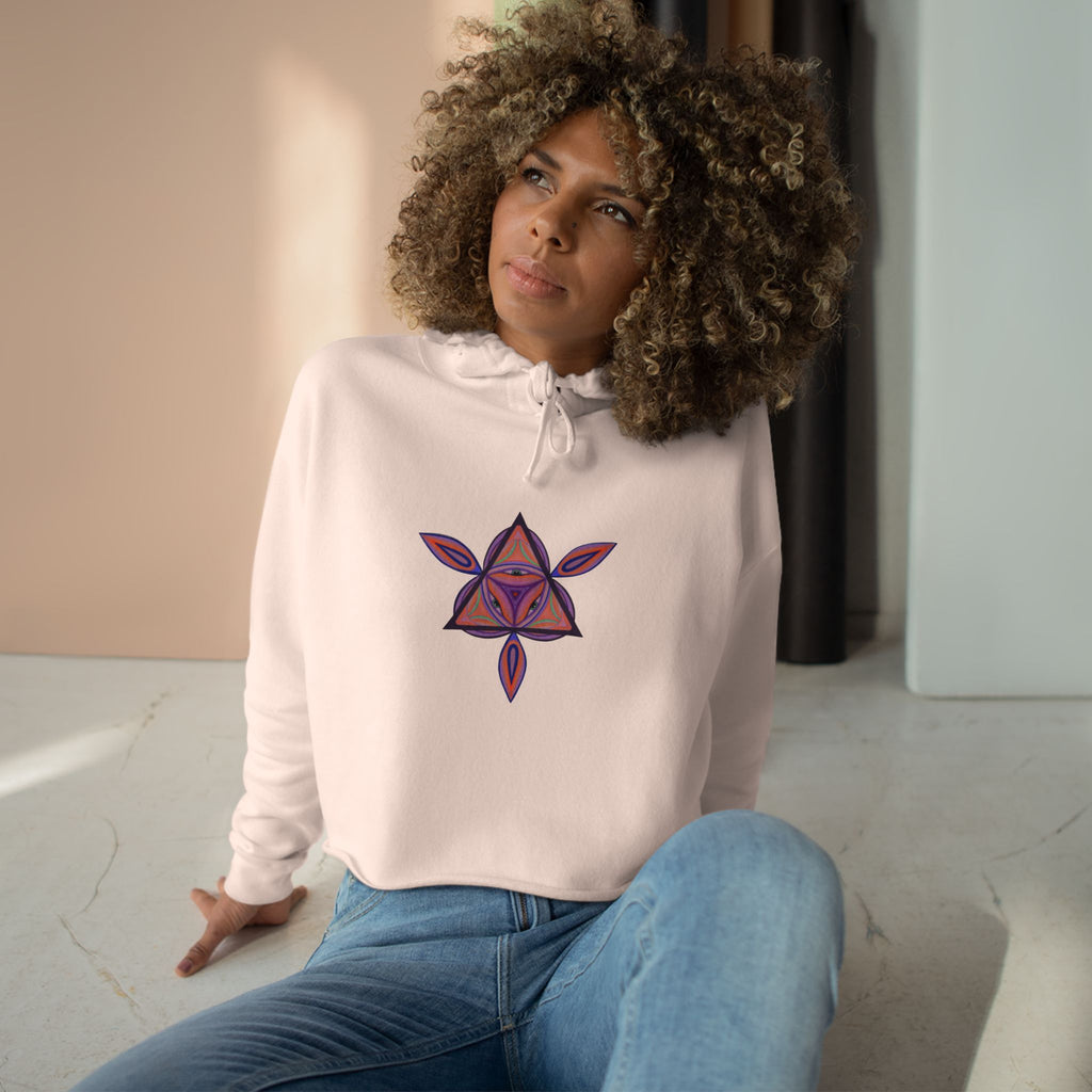 Boho Heart Mandala Crop Hoodie — Psychedelic Floral Tribal Graphic  #chpf3