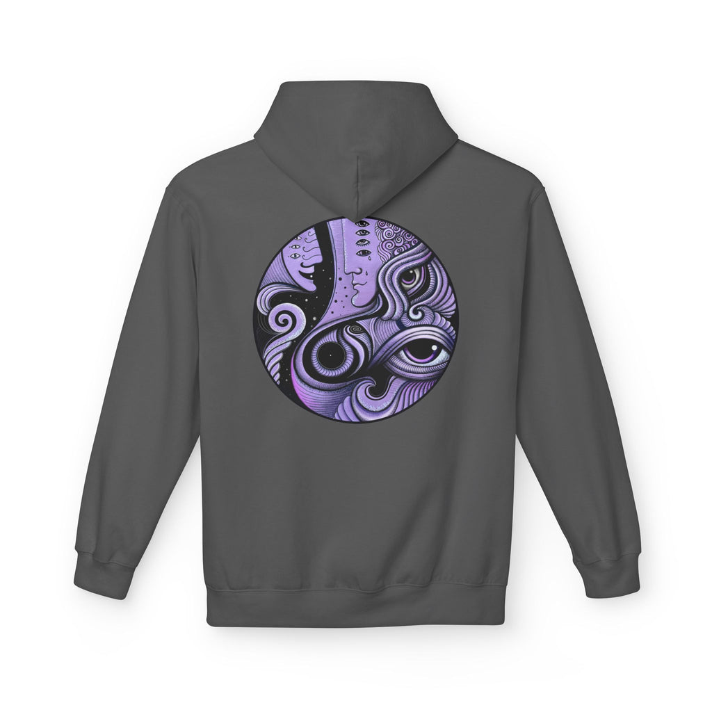 Purple Psychedelic Guitar Art Hoodie | Keyhole Front, Circular Back Design