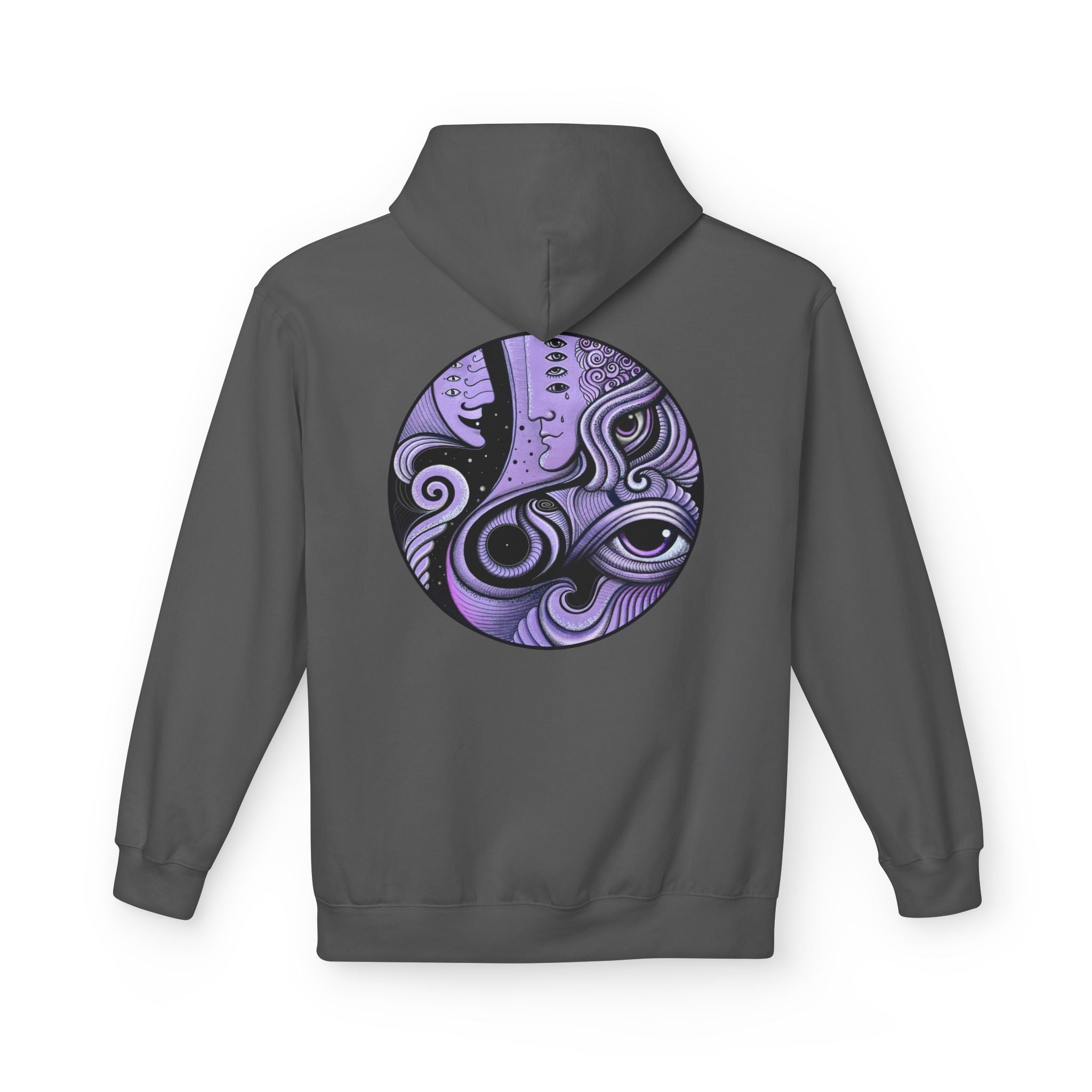 Purple Psychedelic Guitar Art Hoodie | Keyhole Front, Circular Back Design