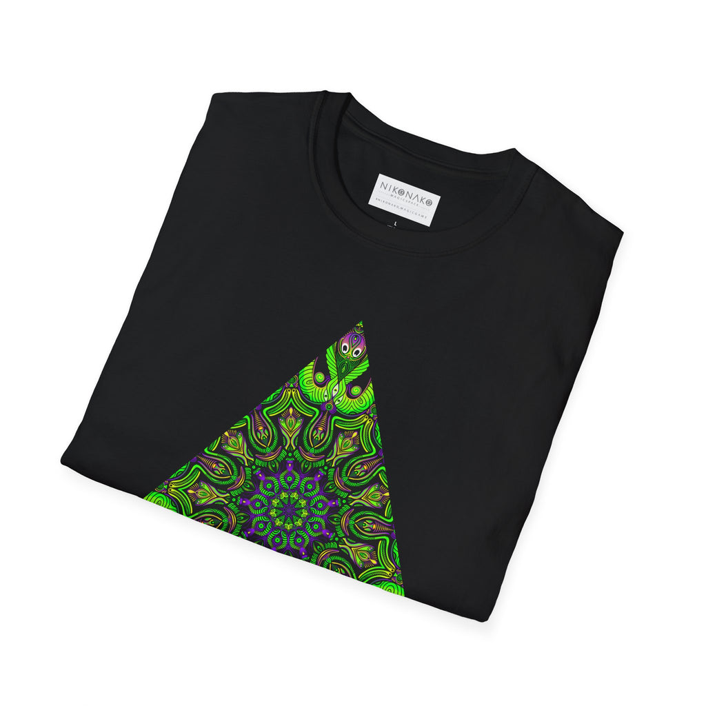 Green Mandala Triangle T-Shirt – Psychedelic Geometric Art Tee # kh9732
