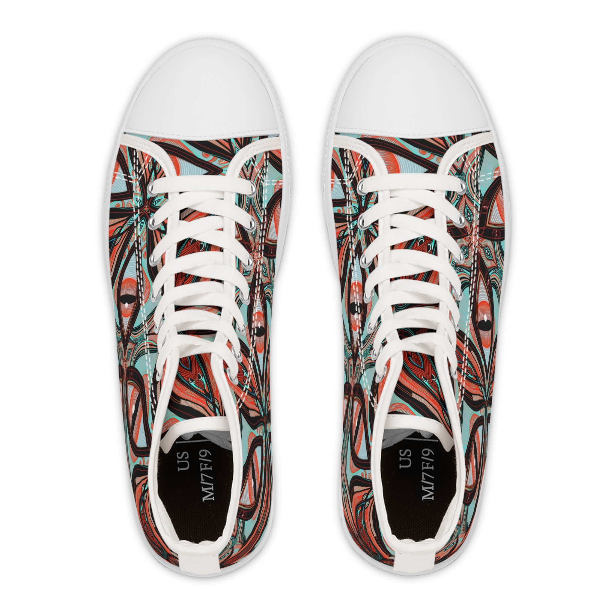 Women's High Top Sneakers — Boho Kaleidoscope Floral Pattern #ht8630