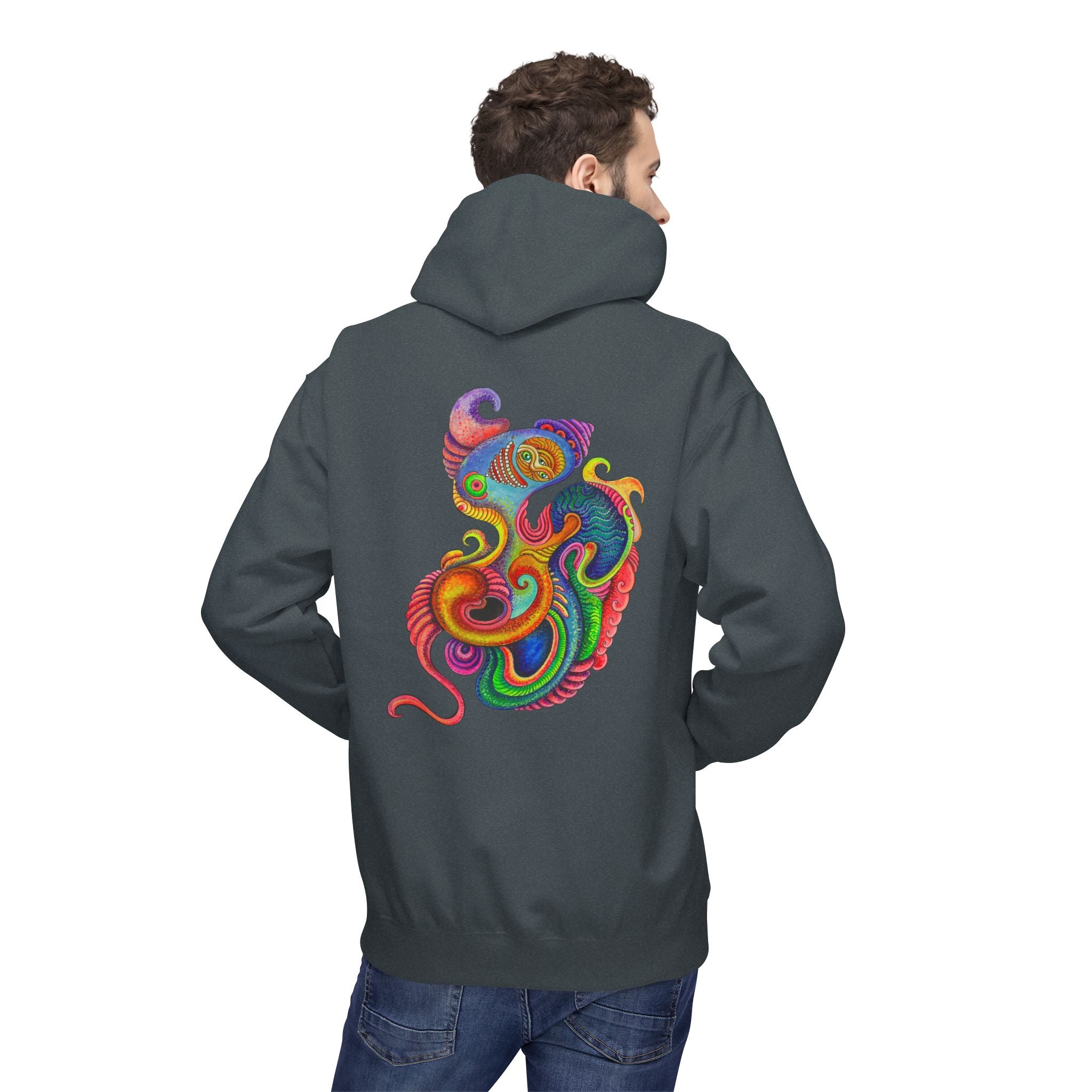 Psychedelic Abstract Snake Hoodie — Colorful Surreal Art Pullover #ggd76467