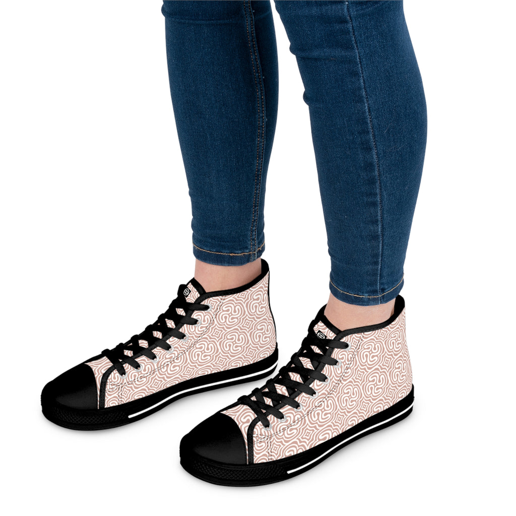 Women's High Top Sneakers - Rose Maze Pattern Casual Canvas Shoes #h875688