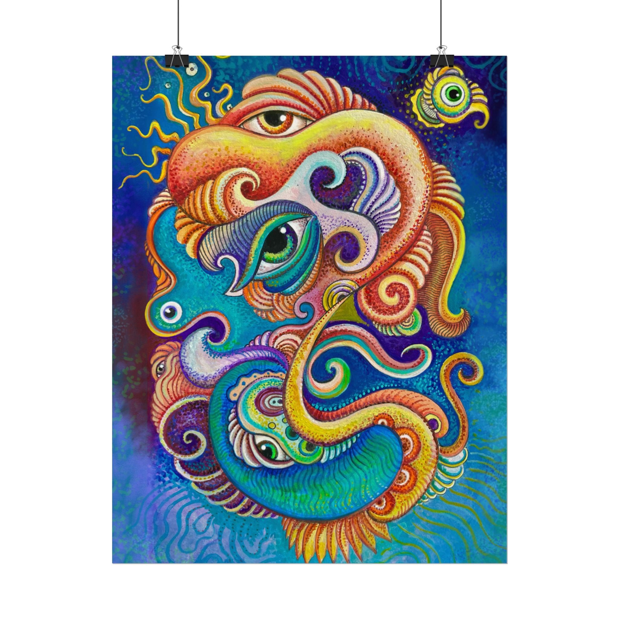 Abstract Psychedelic Watercolor Poster — Textured Matte Art Print #wp2