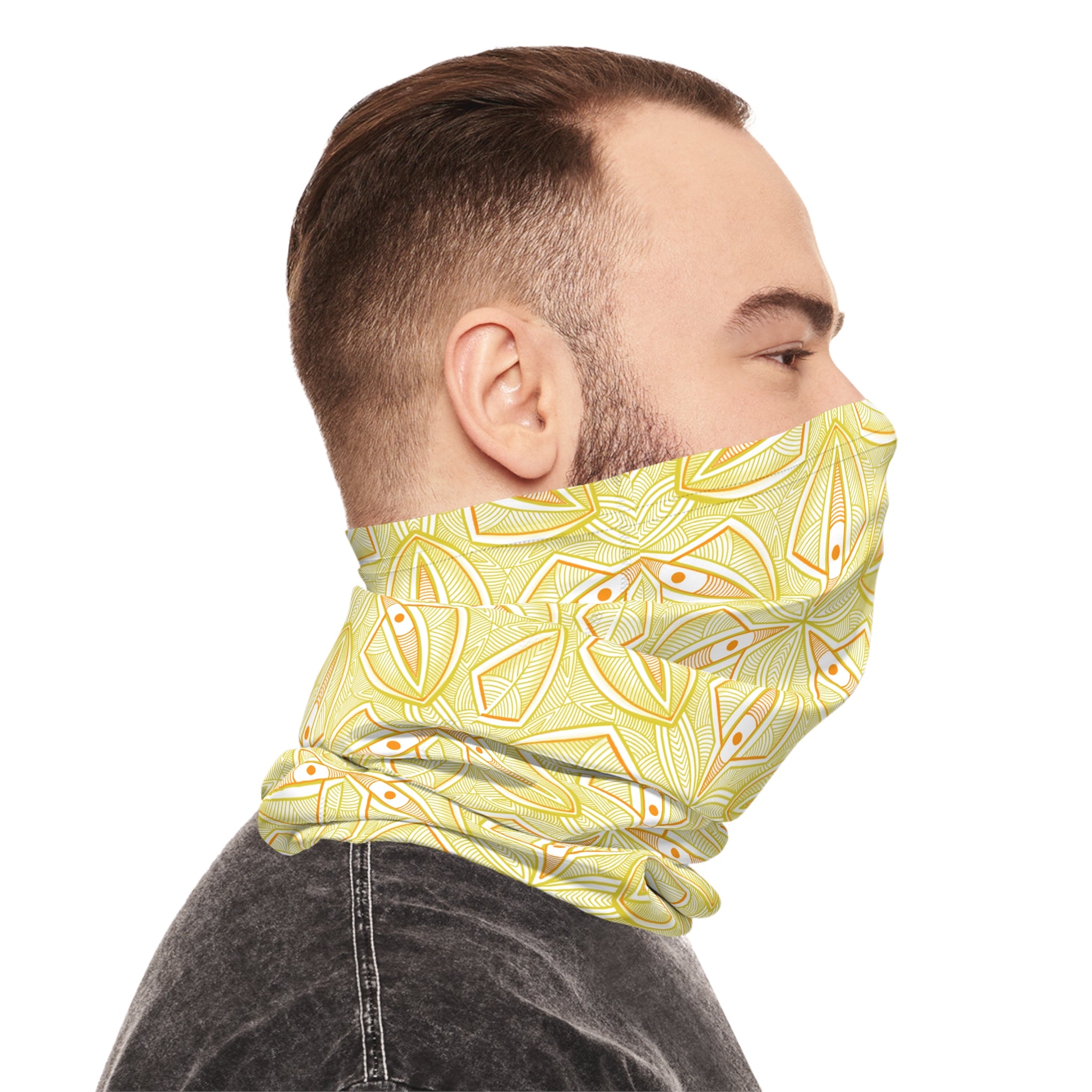 Floral Sunburst Lightweight Neck Gaiter — Yellow Geometric Bandana Scarf #jh67