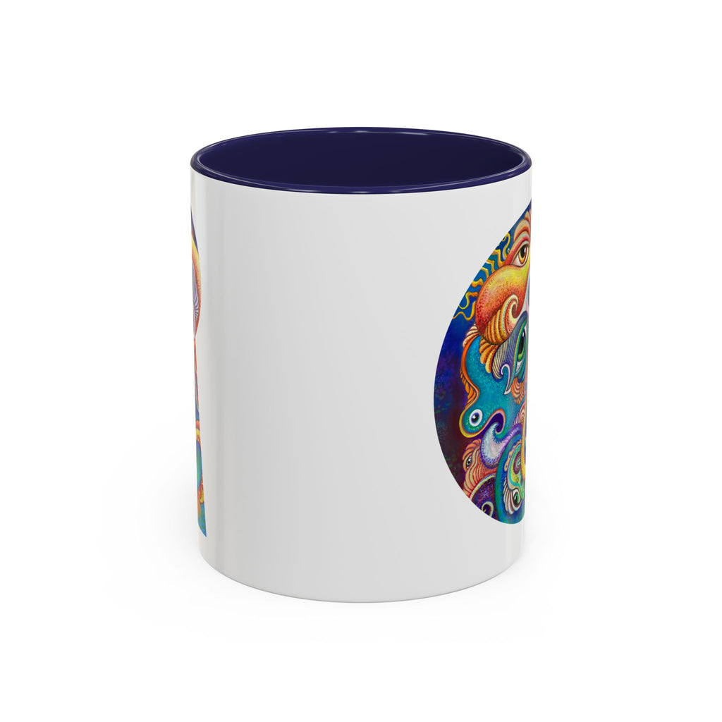 Colorful Abstract Fish Circle Mug | Accent Coffee Mug